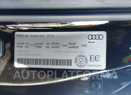 AUDI S3 PRESTIGE 2016 vin WAUF1GFF4G1023357 from auto auction Caiaai