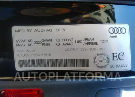 AUDI S5 PRESTIGE 2018 vin WAUC4CF59JA084916 from auto auction Caiaai