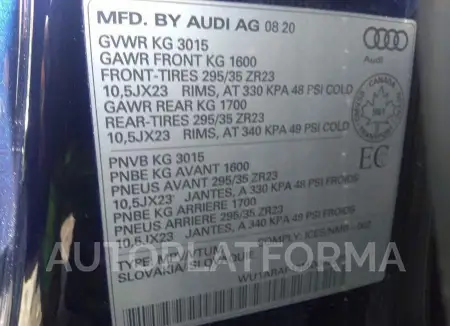 AUDI RS Q8 2021 vin WU1ARAF13MD003279 from auto auction Caiaai