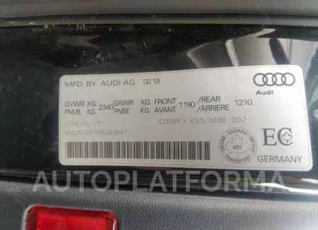 AUDI S5 PRESTIGE 2019 vin WAUC4CF54KA038671 from auto auction Caiaai