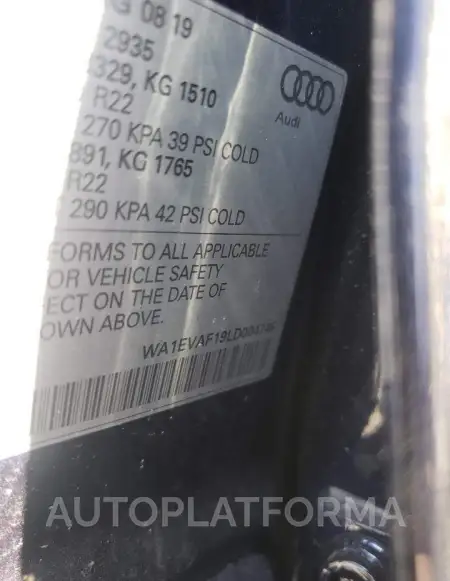 AUDI Q8 PREMIUM 2020 vin WA1EVAF19LD004746 from auto auction Copart