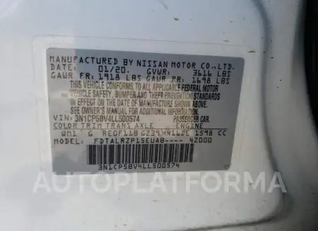 NISSAN KICKS S 2020 vin 3N1CP5BV4LL500574 from auto auction Copart