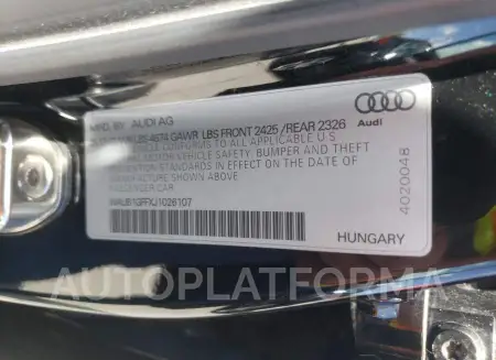 AUDI S3 PREMIUM 2018 vin WAUB1GFFXJ1026107 from auto auction Copart