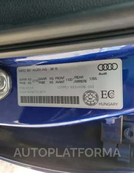 AUDI S3 PRESTIG 2016 vin WAUF1GFF6G1013574 from auto auction Copart