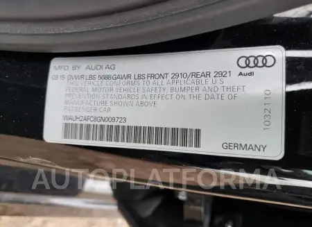 AUDI S6 PRESTIG 2016 vin WAUH2AFC8GN009723 from auto auction Copart