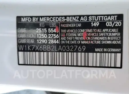 MERCEDES-BENZ AMG GT 53 2020 vin W1K7X6BB2LA032769 from auto auction Copart