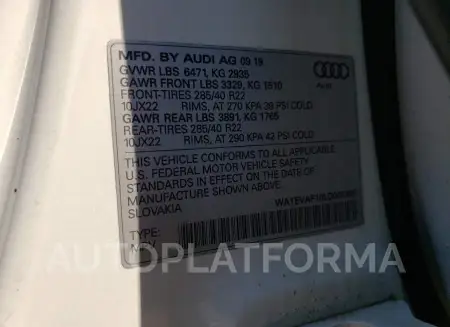 AUDI Q8 PREMIUM 2020 vin WA1EVAF10LD005350 from auto auction Copart