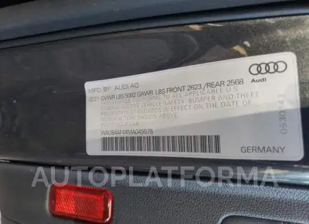 AUDI S4 PREMIUM 2021 vin WAUB4AF4XMA049975 from auto auction Copart