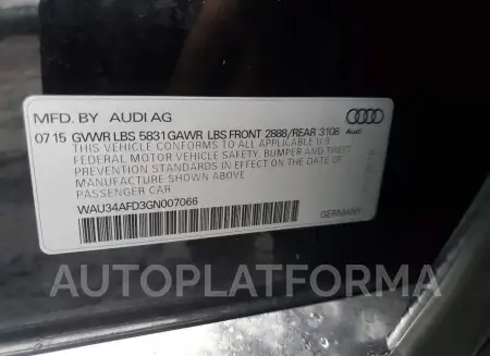 AUDI A8 L QUATT 2016 vin WAU34AFD3GN007066 from auto auction Copart