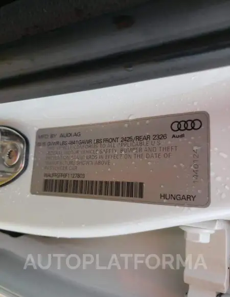 AUDI S3 PRESTIG 2015 vin WAUFFGFF6F1127803 from auto auction Copart