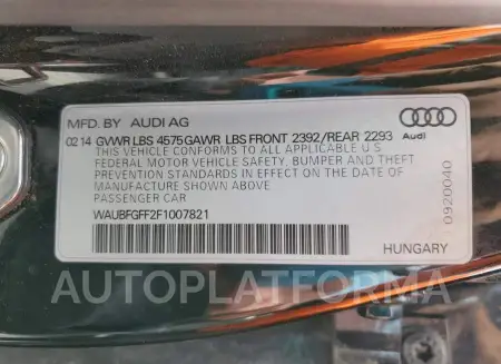 AUDI S3 PREMIUM 2015 vin WAUBFGFF2F1007821 from auto auction Copart