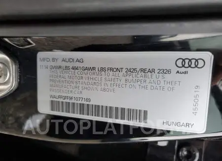 AUDI S3 PRESTIG 2015 vin WAUFFGFF9F1077169 from auto auction Copart