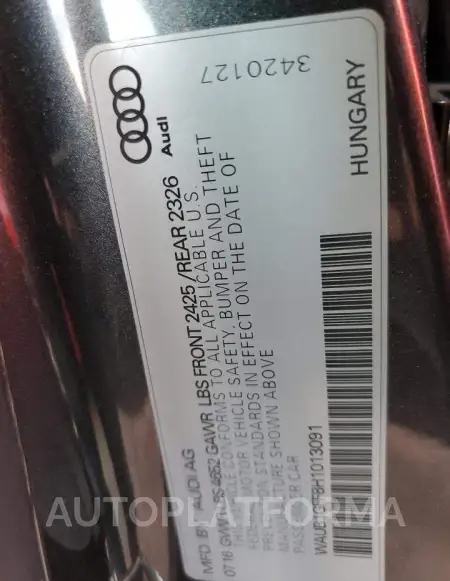 AUDI S3 PREMIUM 2017 vin WAUB1GFF8H1013091 from auto auction Copart