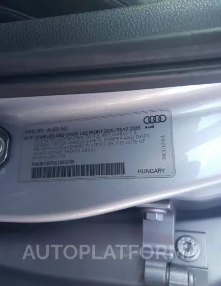 AUDI S3 PREMIUM 2016 vin WAUB1GFF6G1036769 from auto auction Copart