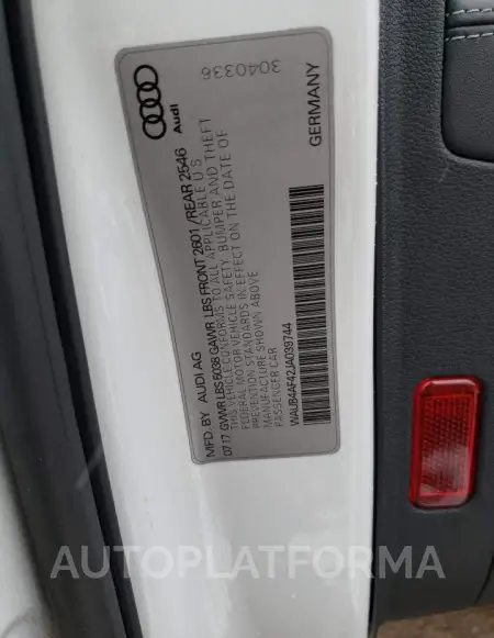 AUDI S4 PREMIUM 2018 vin WAUB4AF42JA039744 from auto auction Copart