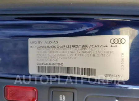 AUDI S4 PREMIUM 2018 vin WAUB4AF44JA003862 from auto auction Copart