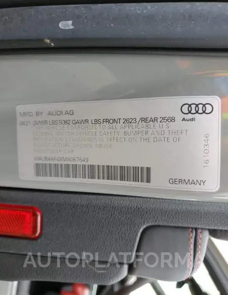 AUDI S4 PREMIUM 2021 vin WAUB4AF4XMA067649 from auto auction Copart