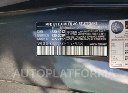 MERCEDES-BENZ SLC 300 2019 vin WDDPK3JA3KF157948 from auto auction Copart