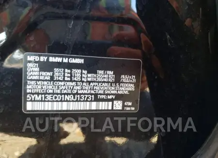 BMW X3 M 2022 vin 5YM13EC01N9J13731 from auto auction Copart