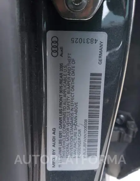 AUDI E-TRON GT 2022 vin WAUEJBFWXN7005938 from auto auction Copart