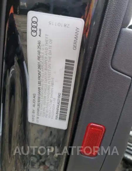 AUDI S4 PREMIUM 2018 vin WAUB4AF44JA221042 from auto auction Copart