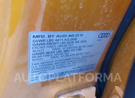 AUDI Q8 PREMIUM 2019 vin WA1BVAF12KD035032 from auto auction Copart