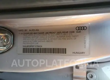 AUDI S3 PREMIUM 2015 vin WAUBFGFF6F1078424 from auto auction Copart