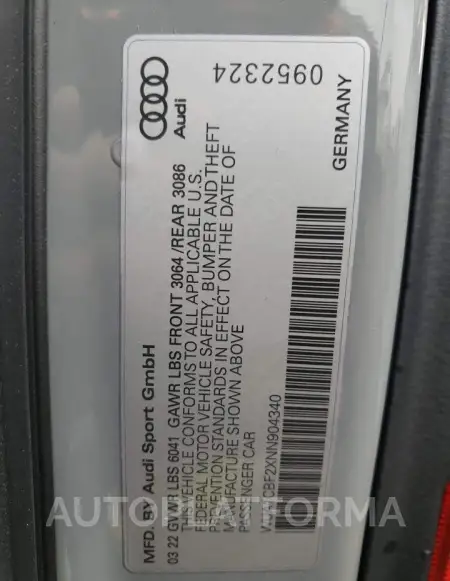 AUDI RS6 2022 vin WUA1CBF2XNN904340 from auto auction Copart