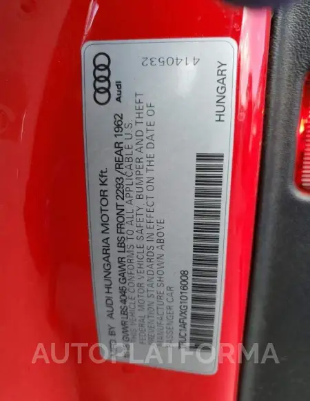 AUDI TTS 2016 vin TRUC1AFVXG1016008 from auto auction Copart