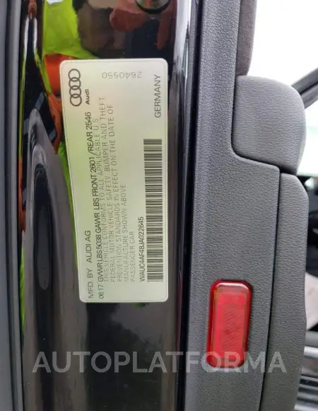 AUDI S4 PRESTIG 2018 vin WAUC4AF48JA022645 from auto auction Copart