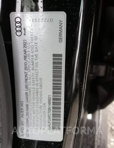 AUDI S6 PREMIUM 2016 vin WAUF2AFC7GN146921 from auto auction Copart