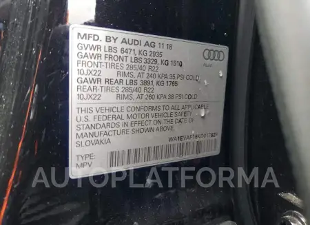 AUDI Q8 PREMIUM 2019 vin WA1EVAF16KD017629 from auto auction Copart