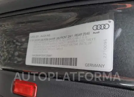 AUDI S4 PREMIUM 2019 vin WAUB4AF43KA105641 from auto auction Copart