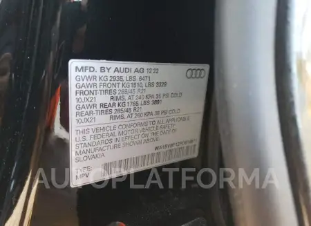 AUDI Q8 PREMIUM 2023 vin WA1BVBF12PD014971 from auto auction Copart