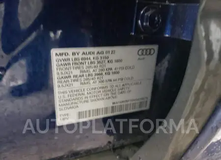 AUDI SQ7 PRESTI 2022 vin WA1VWBF75ND010375 from auto auction Copart