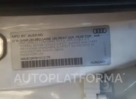 AUDI S3 PREMIUM 2017 vin WAUB1GFF0H1012176 from auto auction Copart