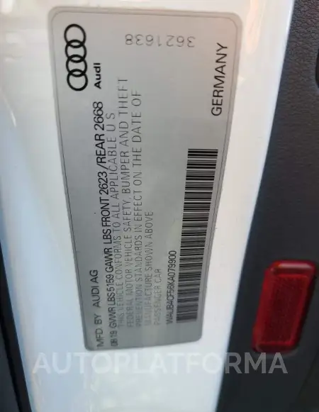 AUDI S5 PREMIUM 2019 vin WAUB4CF56KA079900 from auto auction Copart