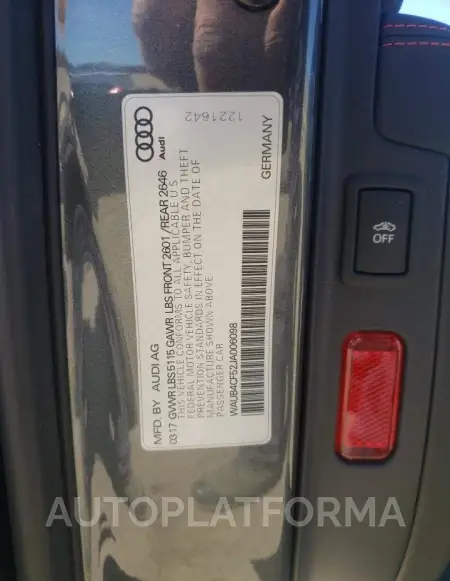 AUDI S5 PREMIUM 2018 vin WAUB4CF52JA006098 from auto auction Copart