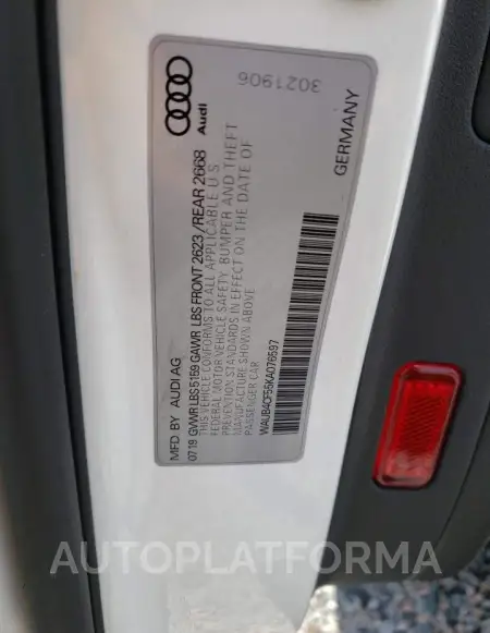 AUDI S5 PREMIUM 2019 vin WAUB4CF55KA076597 from auto auction Copart