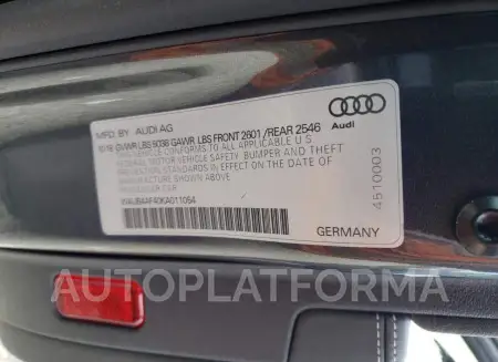 AUDI S4 PREMIUM 2019 vin WAUB4AF40KA011054 from auto auction Copart