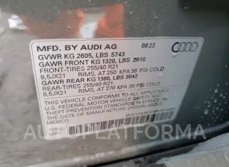 AUDI SQ5 SPORTB 2023 vin WA124AFY1P2014806 from auto auction Copart