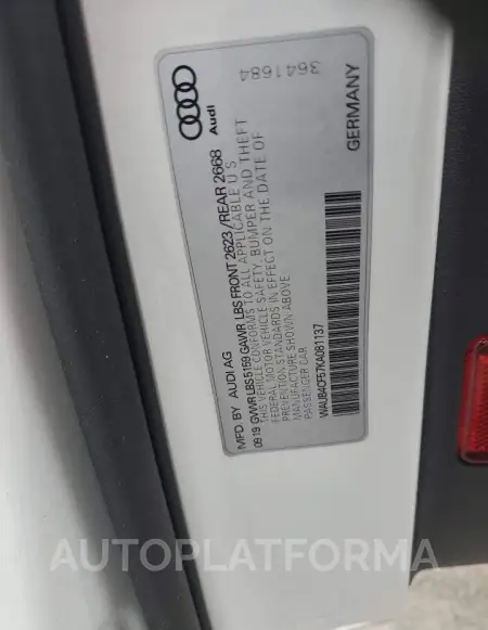 AUDI S5 PREMIUM 2019 vin WAUB4CF57KA081137 from auto auction Copart