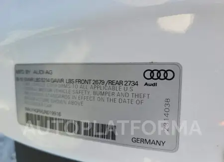 AUDI S5 PREMIUM 2018 vin WAUY4GF56JN019916 from auto auction Copart