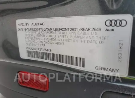 AUDI S5 PRESTIG 2018 vin WAUC4CF5XJA125442 from auto auction Copart