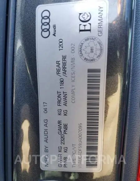 AUDI S5 PRESTIG 2018 vin WAUC4DF59JA007095 from auto auction Copart