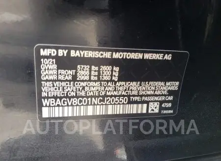 BMW M850XI 2022 vin WBAGV8C01NCJ20550 from auto auction Copart