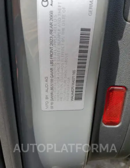 AUDI S5 PREMIUM 2019 vin WAUA4CF51KA071165 from auto auction Copart