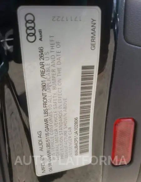 AUDI S5 PREMIUM 2018 vin WAUB4CF51JA102806 from auto auction Copart