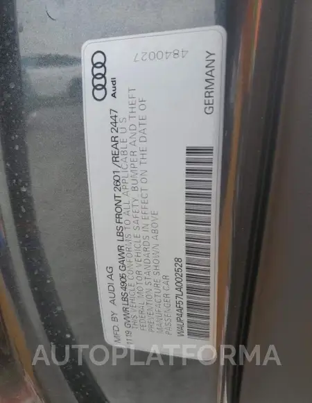 AUDI S5 PREMIUM 2020 vin WAUP4AF57LA002528 from auto auction Copart