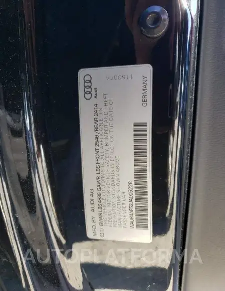 AUDI S5 PRESTIG 2018 vin WAUR4AF52JA005228 from auto auction Copart